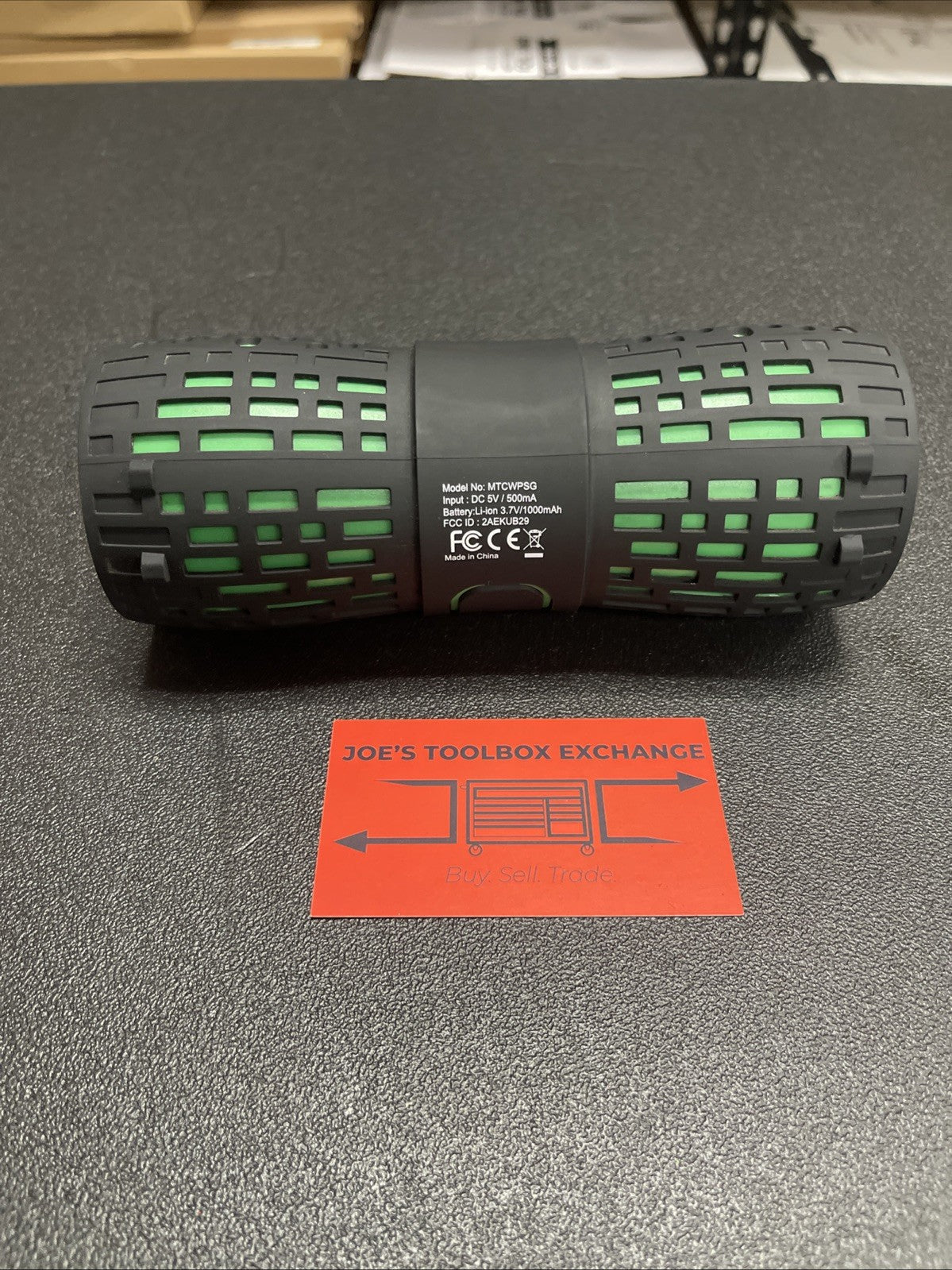 Matco Tools MTCWPSG Portable Speaker Black Green AUX Micro-USB 1000mAh Cylinder