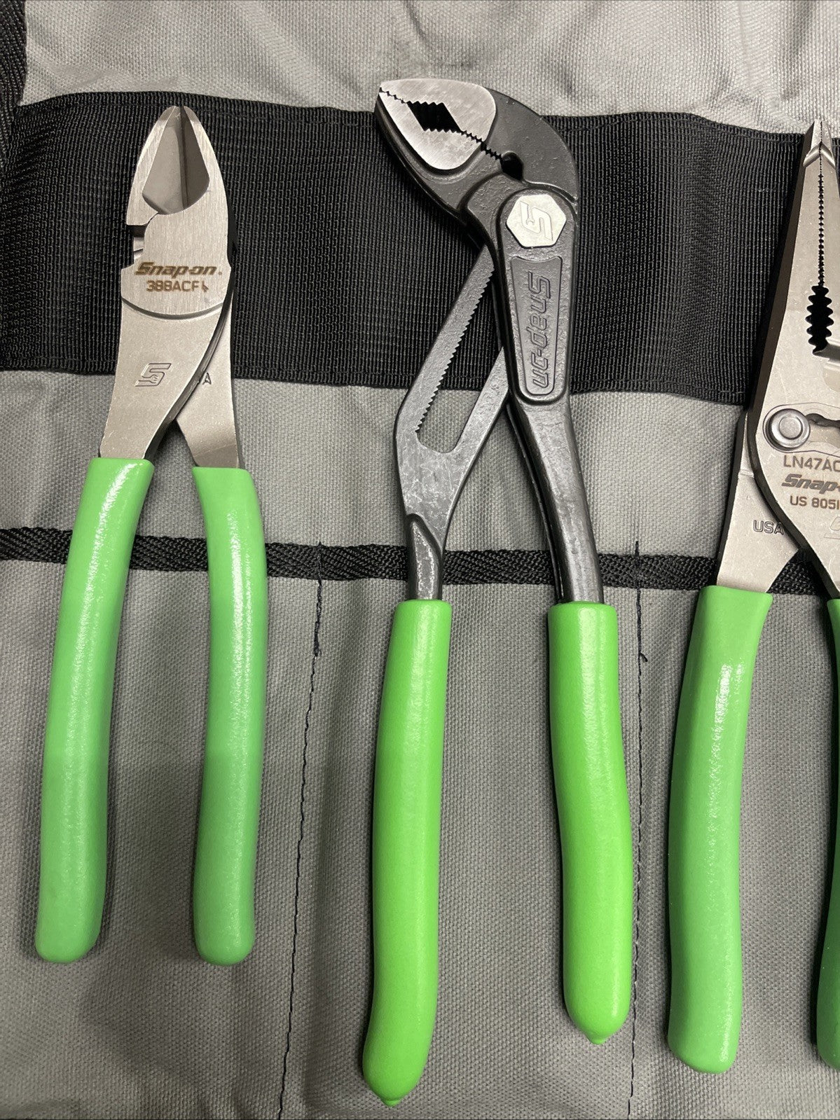 NEW Snap On 4pc Plier Set ( 388ACF + PWCS9AF + LN47ACF + AWPBX10) PL4TGKB1G