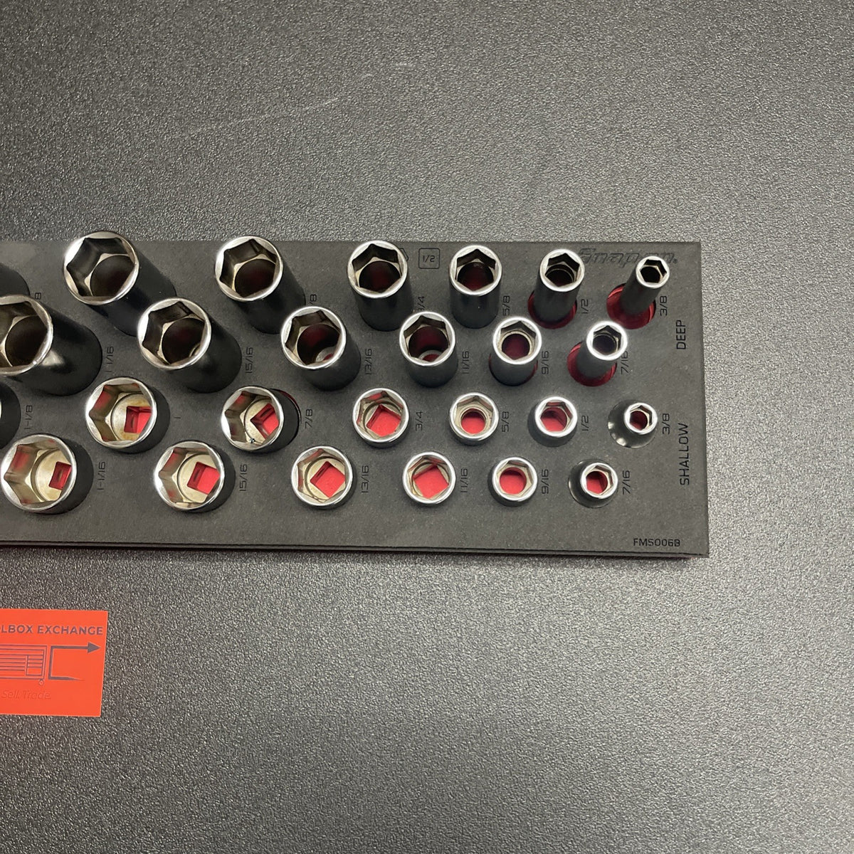 Snap-on Tools NEW RED 38pc 1/2" Drive 6pt SAE Master Socket Foam Set 338TSWYAFR