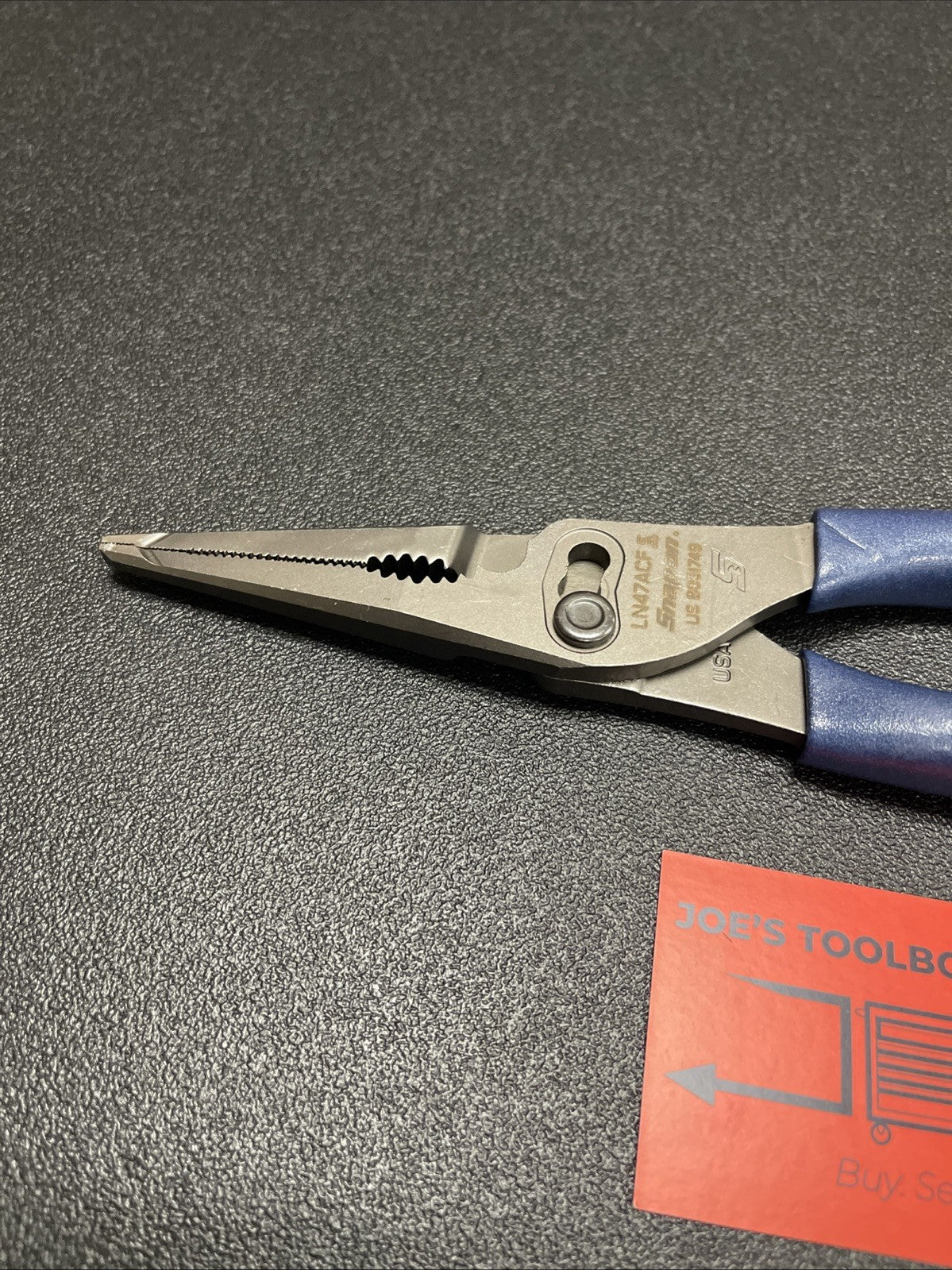 Snap-on Tools NEW POWER BLUE 9" Soft Grip Long Nose Slip Joint Pliers LN47ACFMB