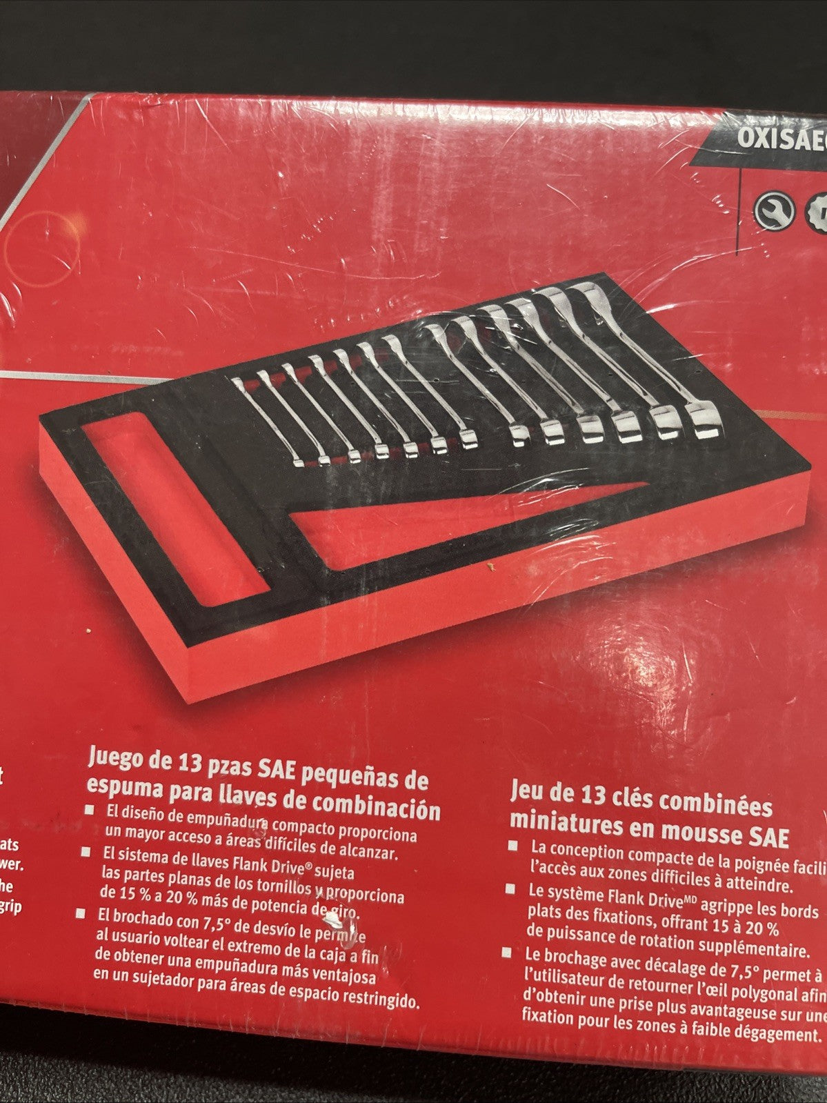 SNAP ON OXISAE01FBR SAE 3/16"- 3/4" 13pc 12Pt  Midget Combo Wrench Set Red Foam
