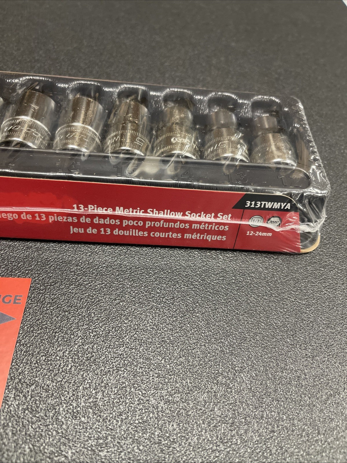 Snap-on Tools USA NEW 13pc 1/2" Drive METRIC 6 Point Shallow Socket Set 313TWMYA