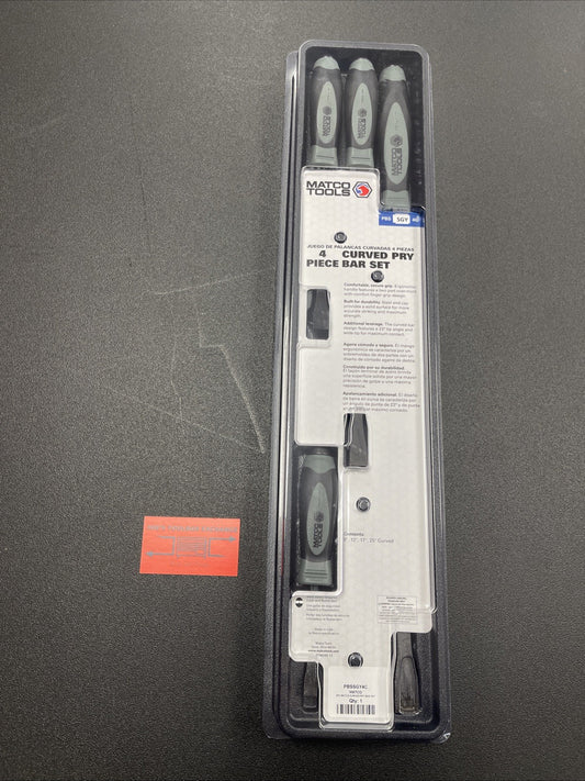 NEW! Matco Tools PBSSGY4C 4 Piece Curved Tip Pry Bar Set Shadow Gray Handle