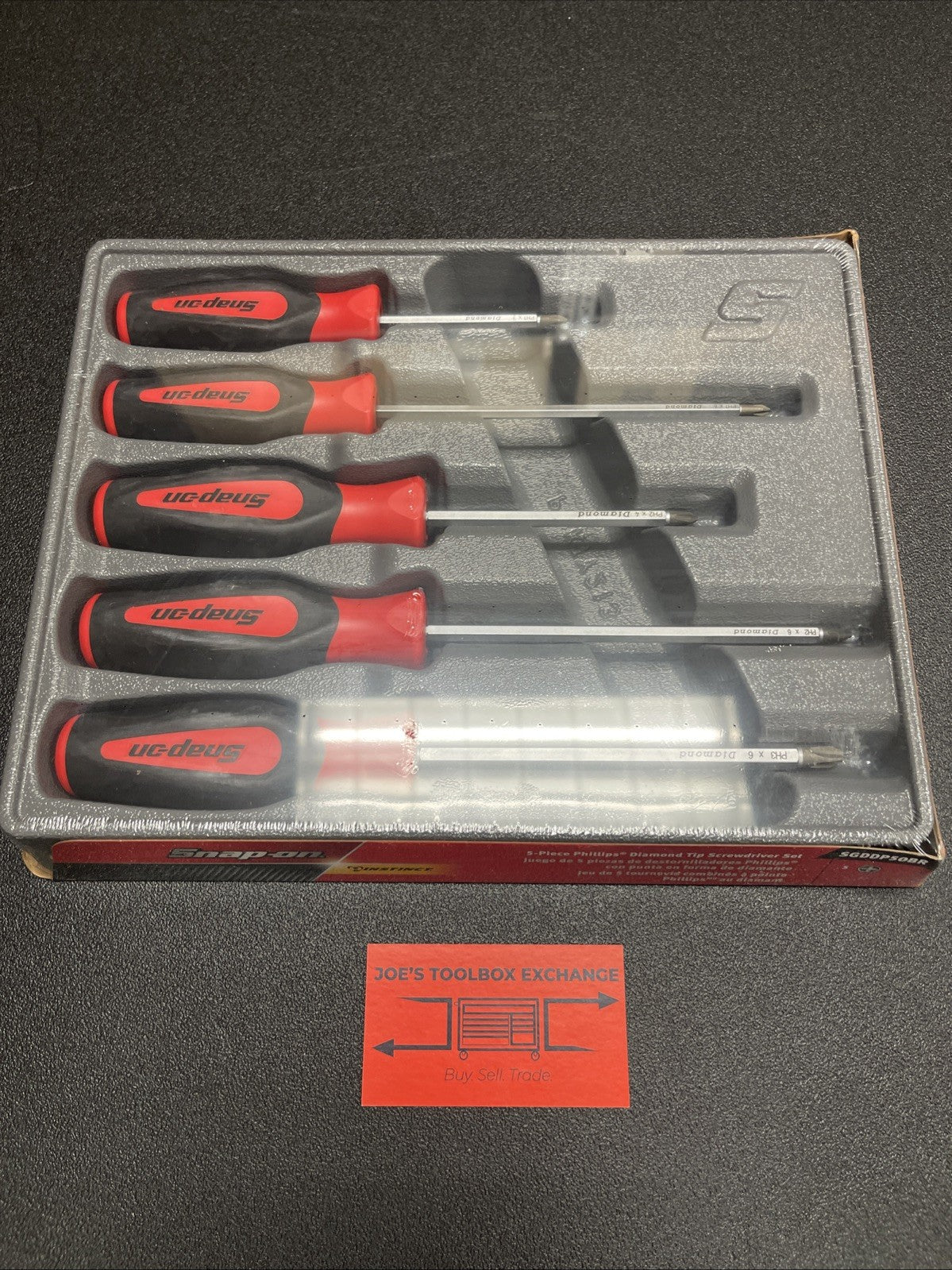 Snap-on Tools NEW 5pc Soft Grip Diamond Tip Phillips Screwdriver Set SGDDP50BR