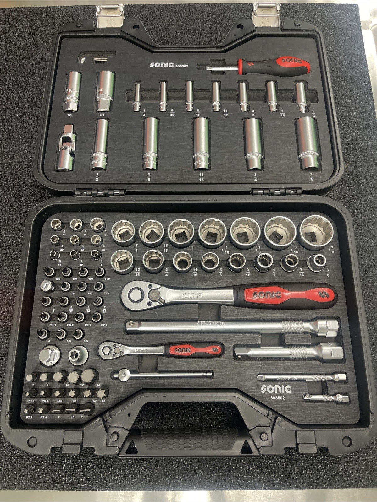 Sonic Socket Wrench Set MCS SAE SOCKET SET 1/4" 1/2", 85-PCS NEW
