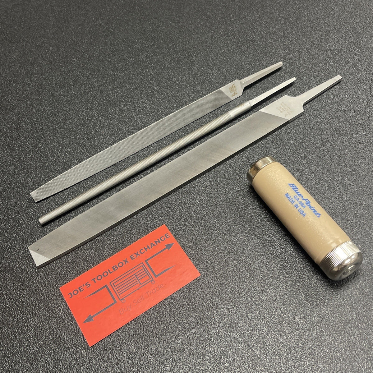 BAHCO Tools 3pc Assorted File Set w/ Blue-Point Adjustable File Handle GA98A