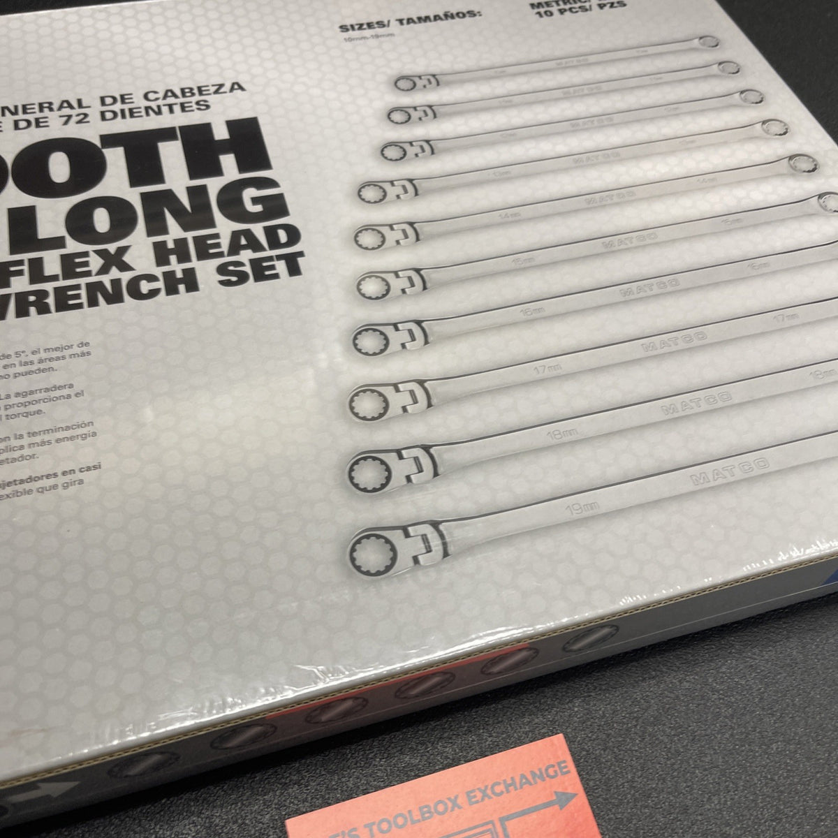 Matco Tools SRFBZLM102TA Extra Long Flex Head Ratcheting Box Wrench Set 10pc