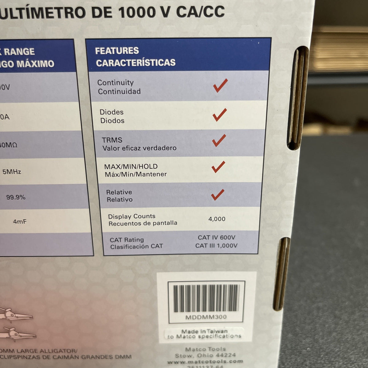 Matco Tools NEW MDDMM300 1000V True RMS AC/DC Multimeter