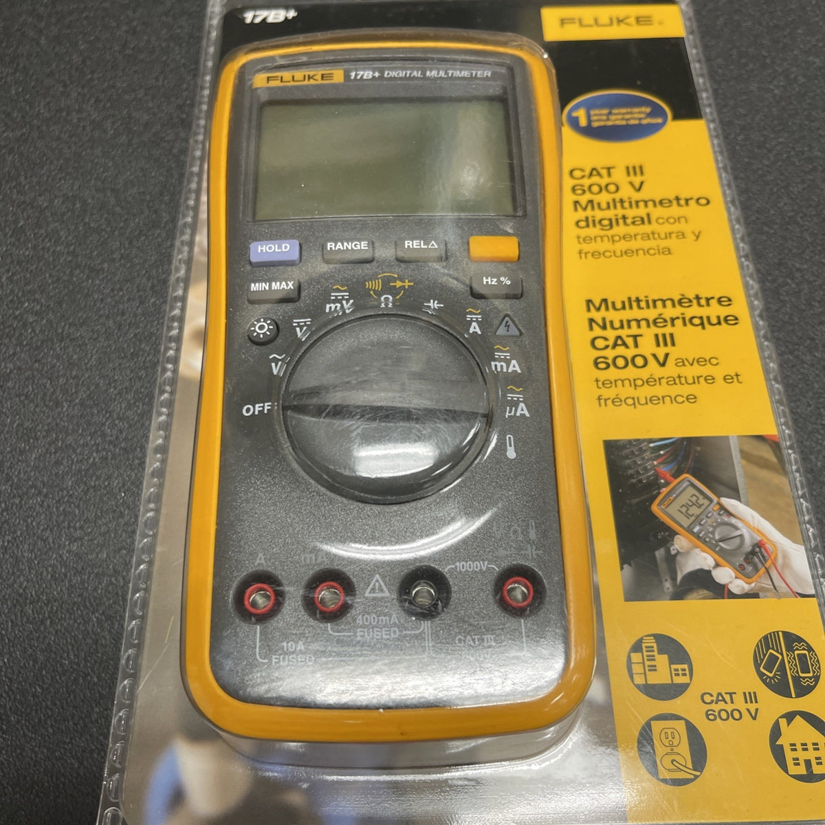 Fluke 17B+ CAT III 6000 Count Digital Multimeter 1000V Temp Frequency
