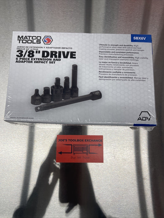 NEW Matco SBX6V 3/8" Drive Impact Extension Swivel Adapter Set NEW