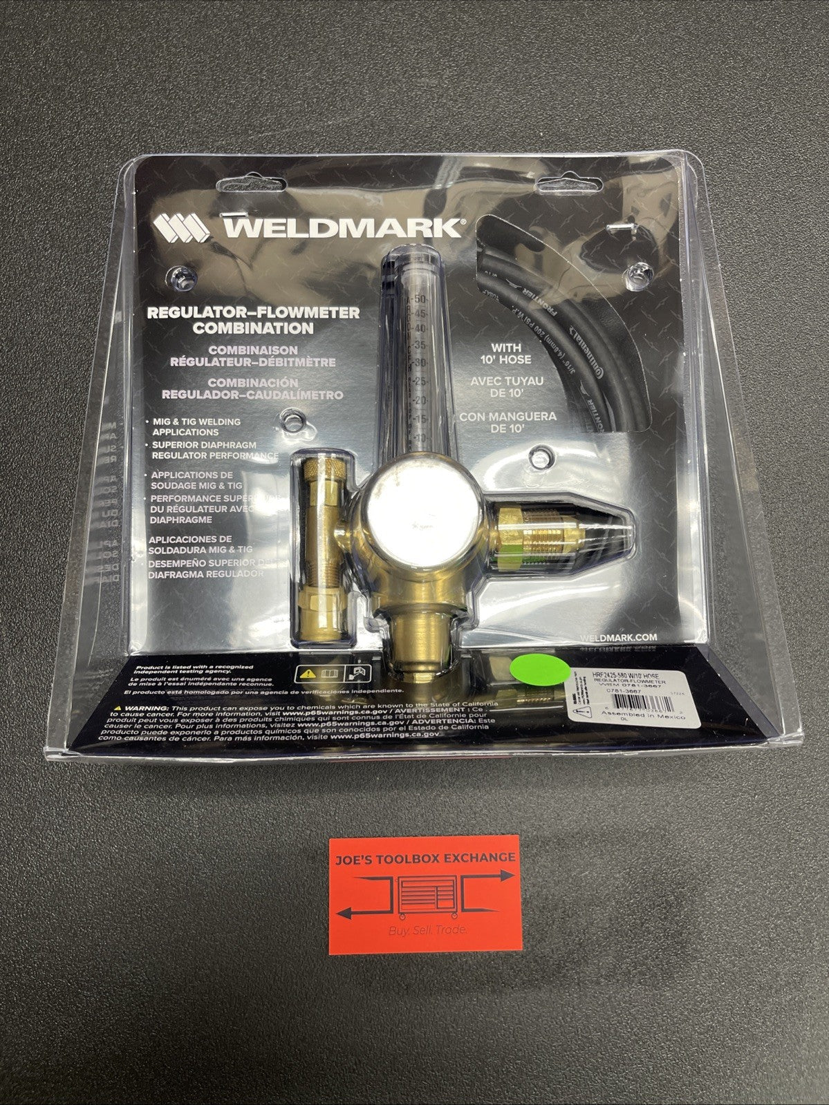 Weldmark Regulator, Flowmeter HRF2425-580 W/ 10' Hose (0781-3667)