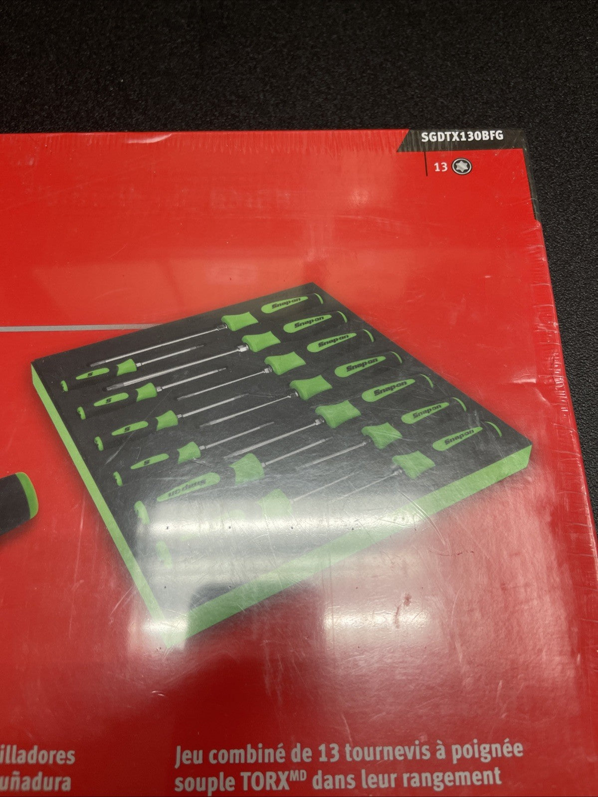 Snap-on Tools NEW USA 13pc Green Soft Grip TORX Screwdriver Foam Set SGDTX130BFG