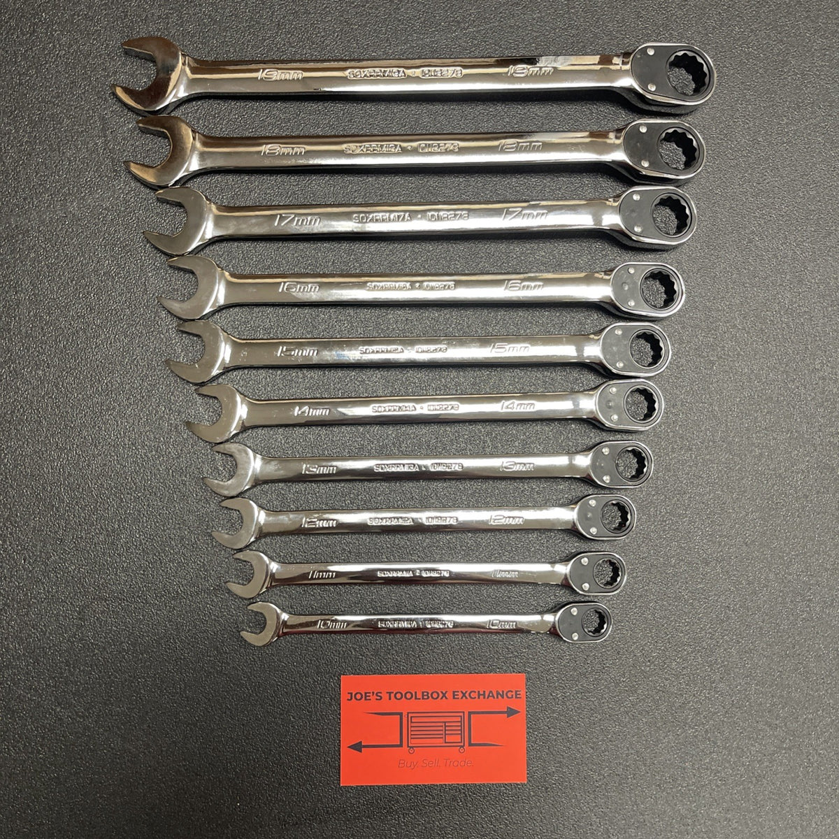 Snap-on Tools NEW 10pc 10mm to 19mm Reversible Ratcheting Wrench Set SOXRRM710A
