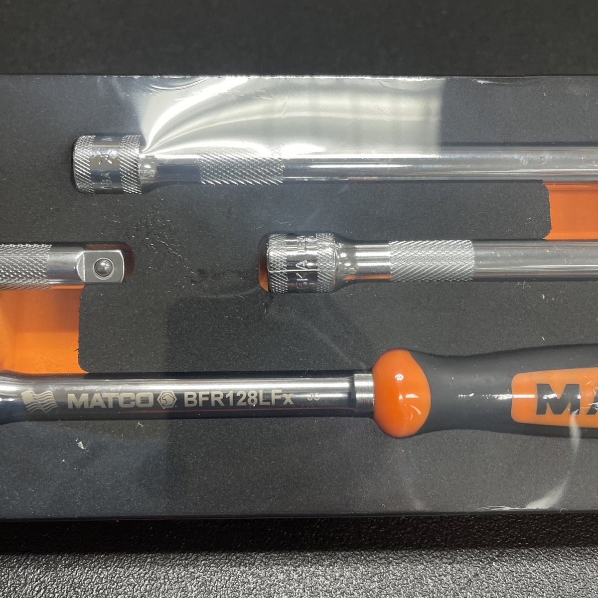 Matco Tools 3/8" Drive Flex Ratchet + Extensions Foam Set Orange BFR128SETM
