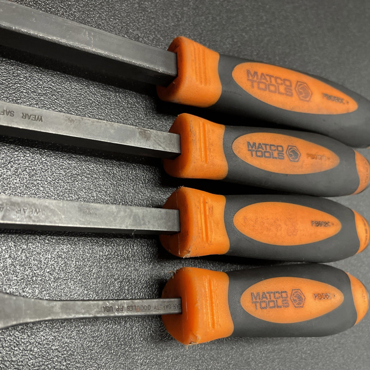 Matco Tools PBSO4C 4 Piece Curved Tip Pry Bar Set Orange Made in USA