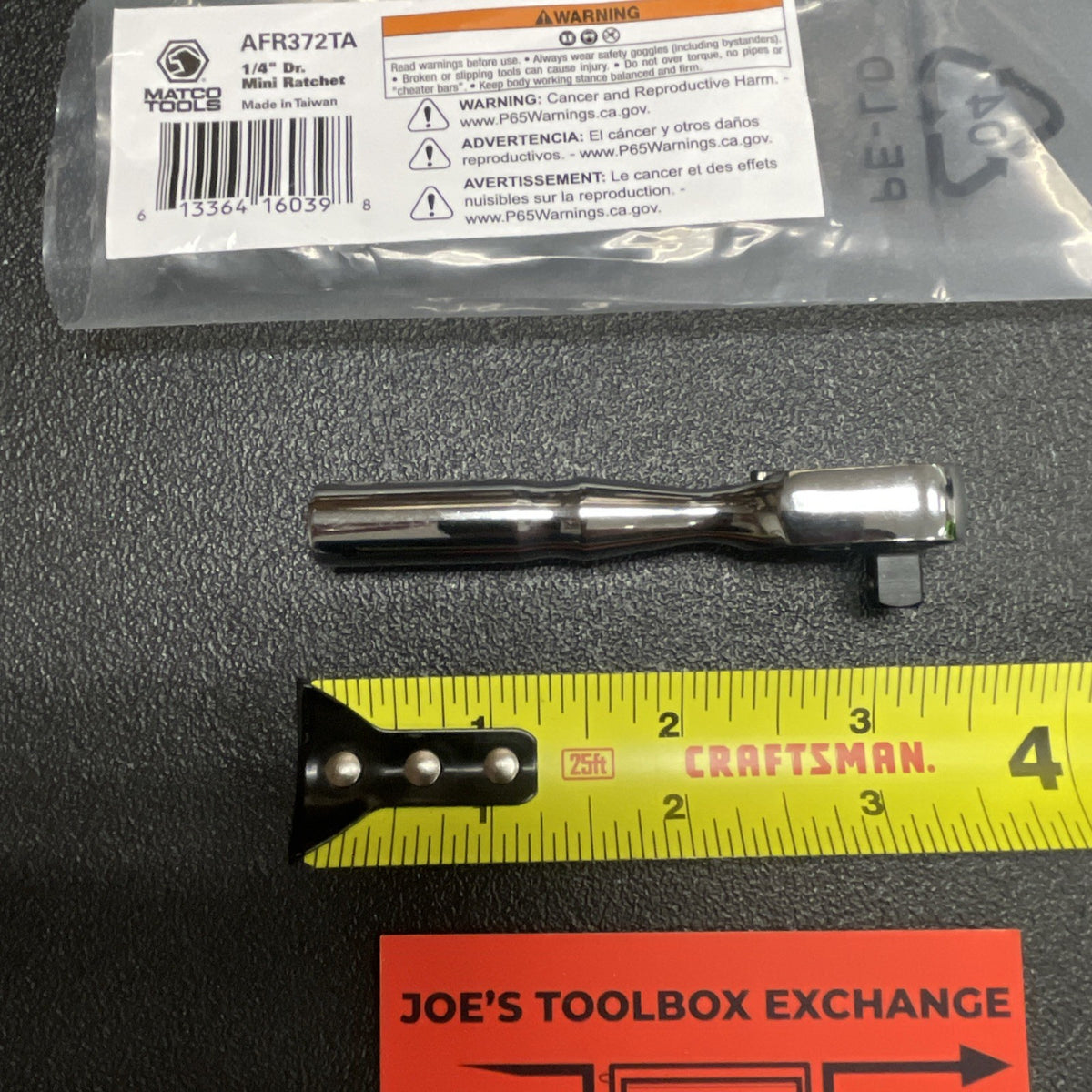 Matco Tools AFR372TA 1/4” Fine Tooth 72 Stubby Ratchet Mini