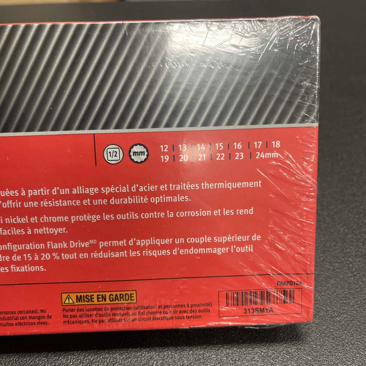 SNAP ON 313SMYA 13 Piece Metric Deep Socket Set . 1/2 In Drive. 12-24 MM