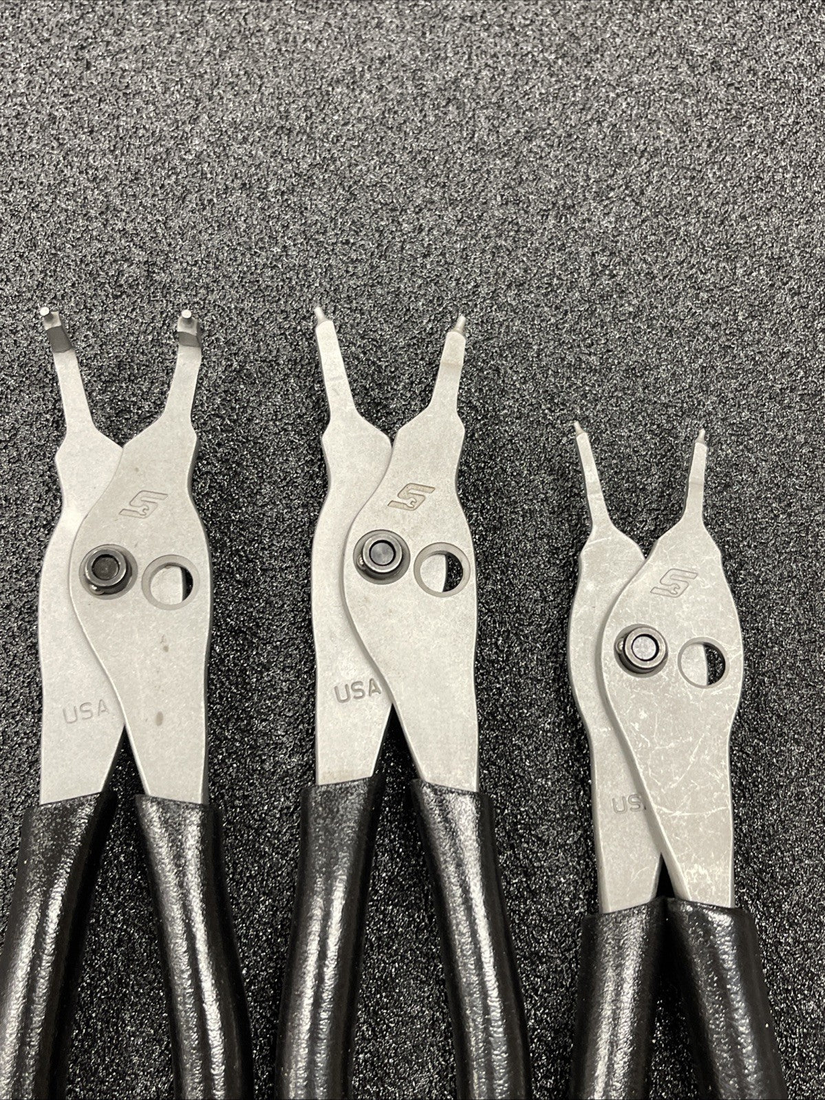 Snap-on Tools USA NEW 3pc BLACK Soft Grip Tip Snap Ring Pliers Lot Set