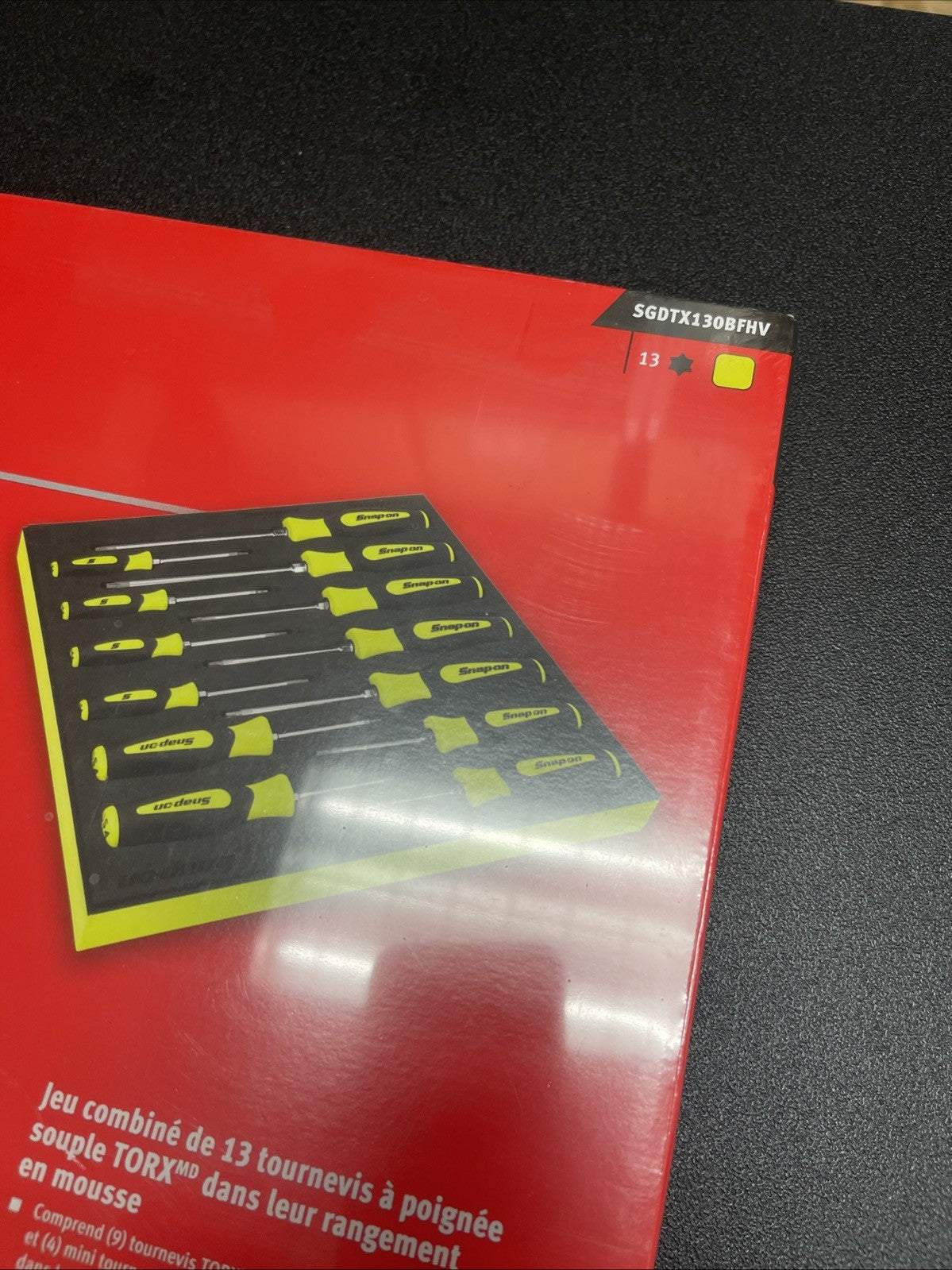 Snap-on NEW USA 13pc Hi-Viz Soft Grip TORX Screwdriver Foam Set SGDTX130BFHV
