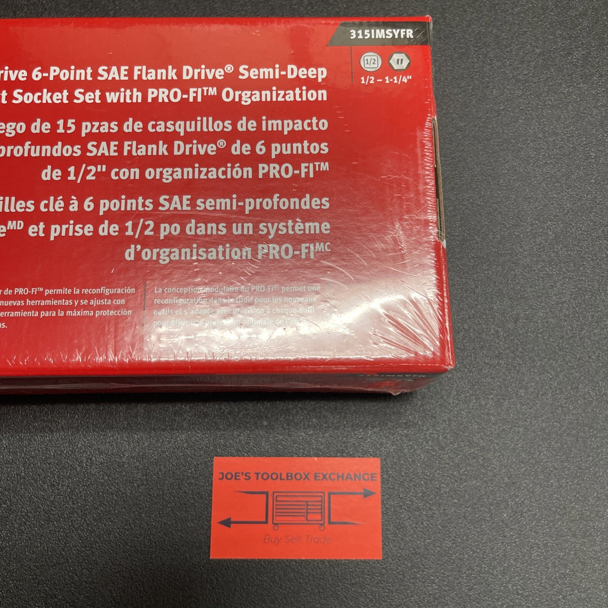 Snap On BRAND NEW 315IMSYFR 15pc 1/2dr SAE Flank Dr Semi Deep Impact Set FOAM
