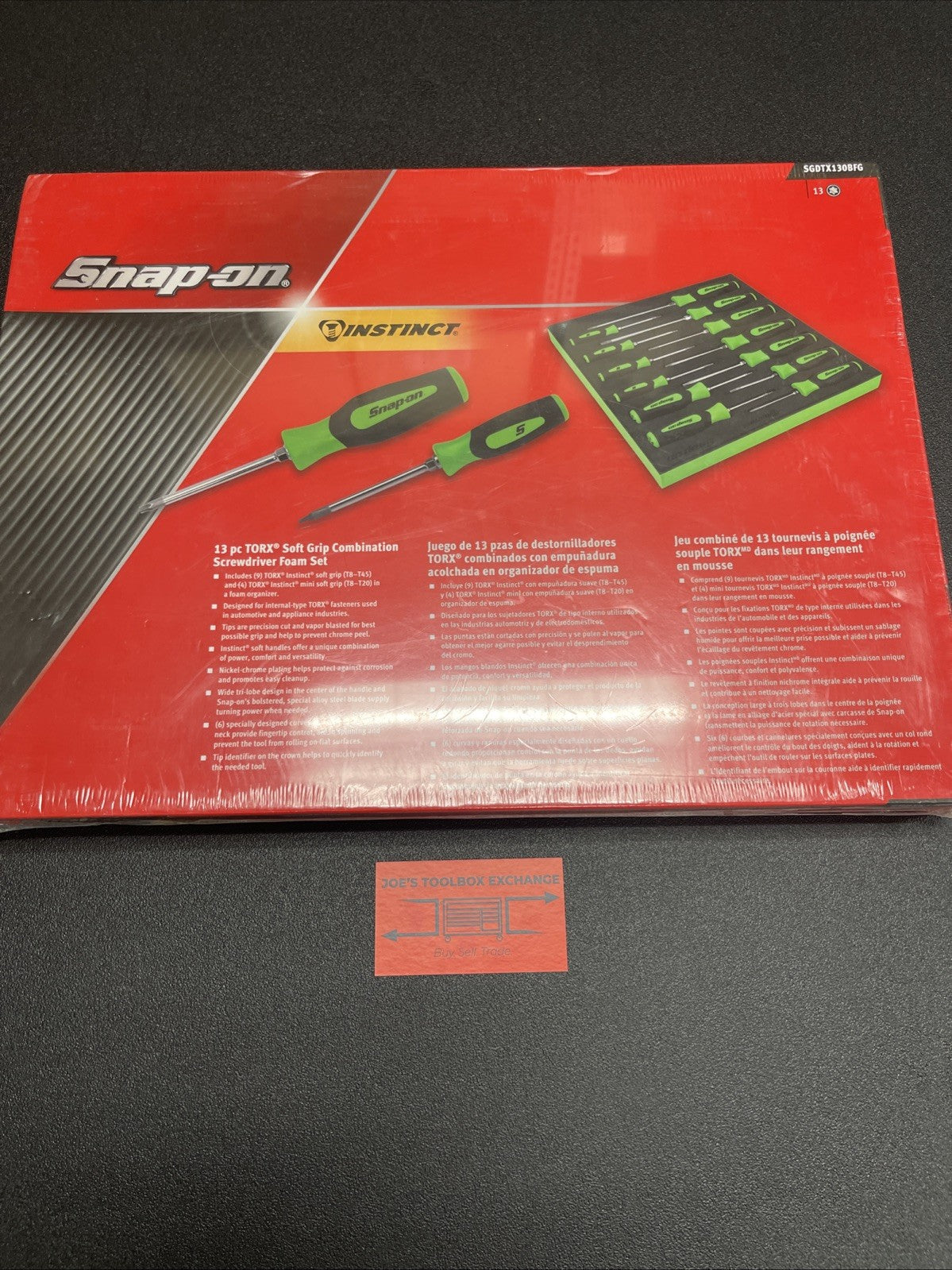 Snap-on Tools NEW USA 13pc Green Soft Grip TORX Screwdriver Foam Set SGDTX130BFG