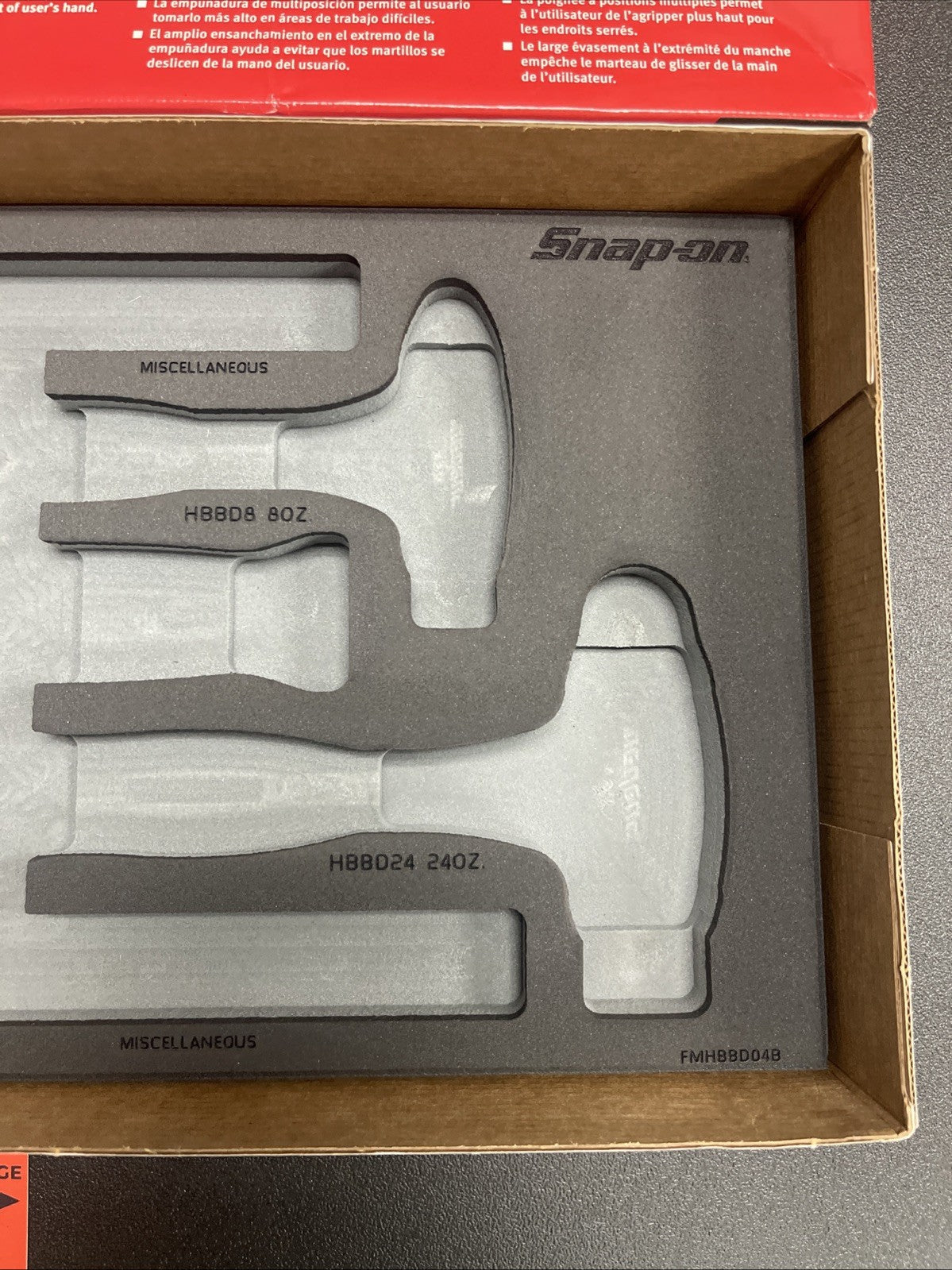 Snap-On Tools 3pc Hammer Deadblow Storage Foam In Gray FMHBBD04B
