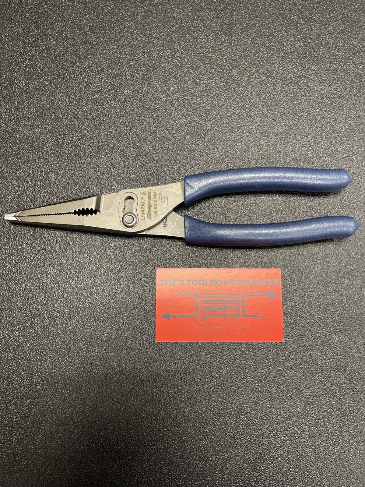 Snap-on Tools NEW POWER BLUE 9" Soft Grip Long Nose Slip Joint Pliers LN47ACFMB
