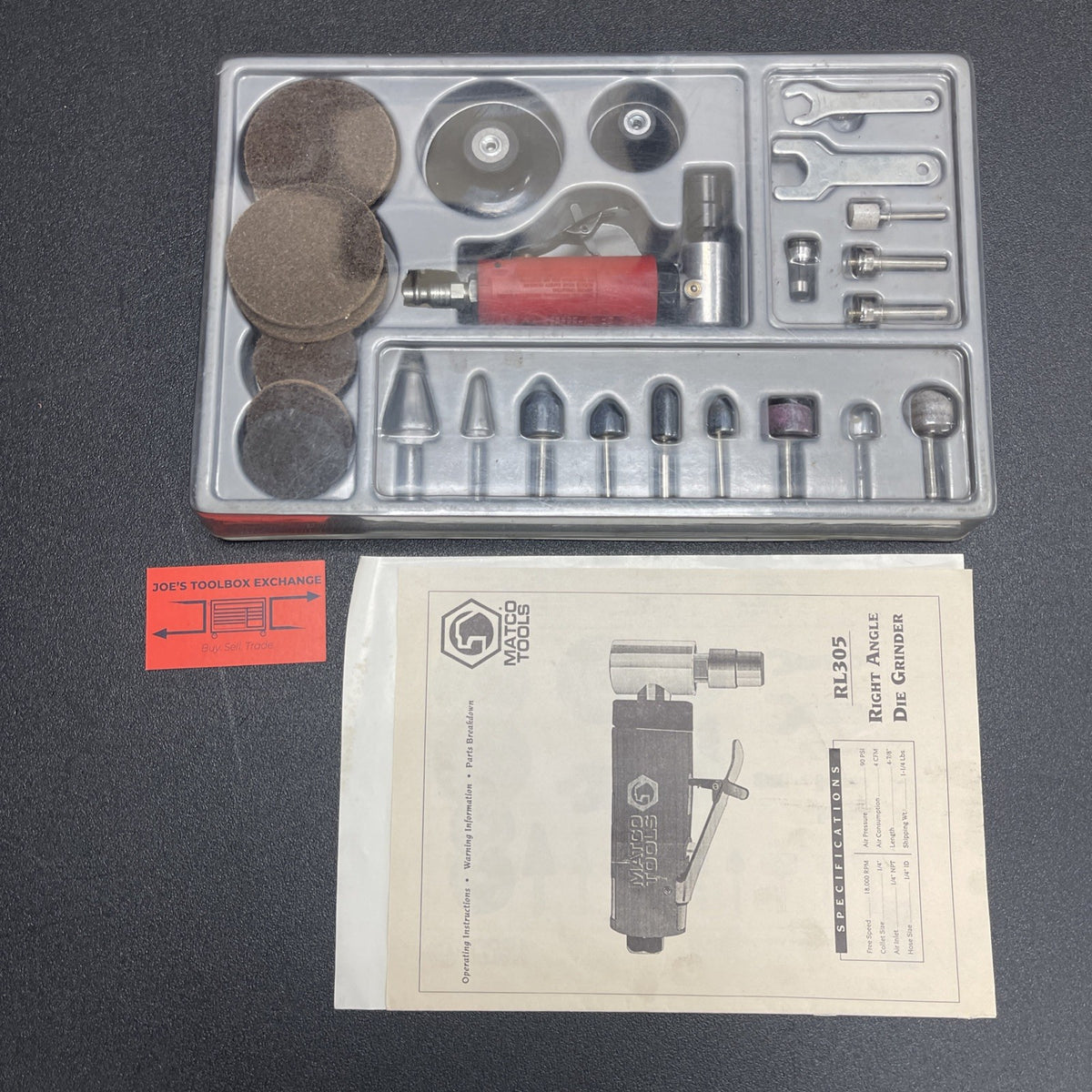 MATCO RL305A Mini Right Angle Air Die Grinder Kit