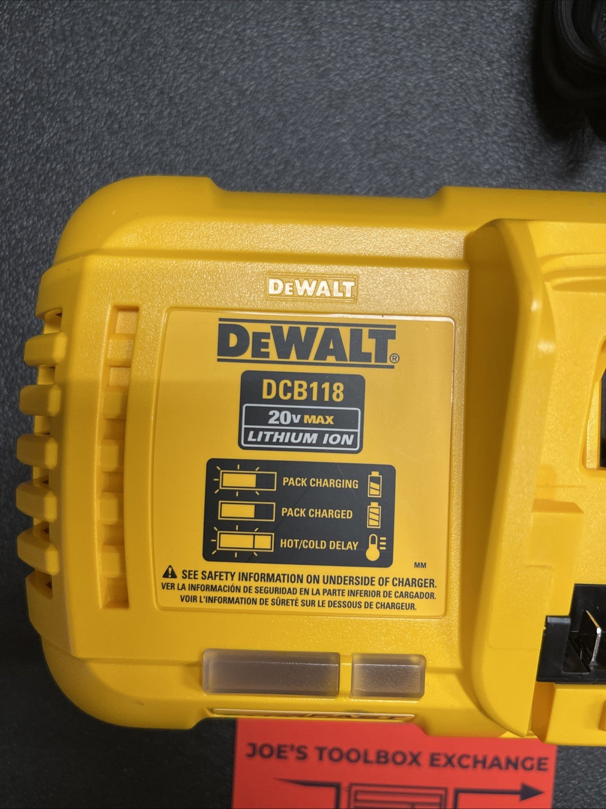 DEWALT DCB118 20V Lithium Ion Fan Cooled Fast Battery Charger
