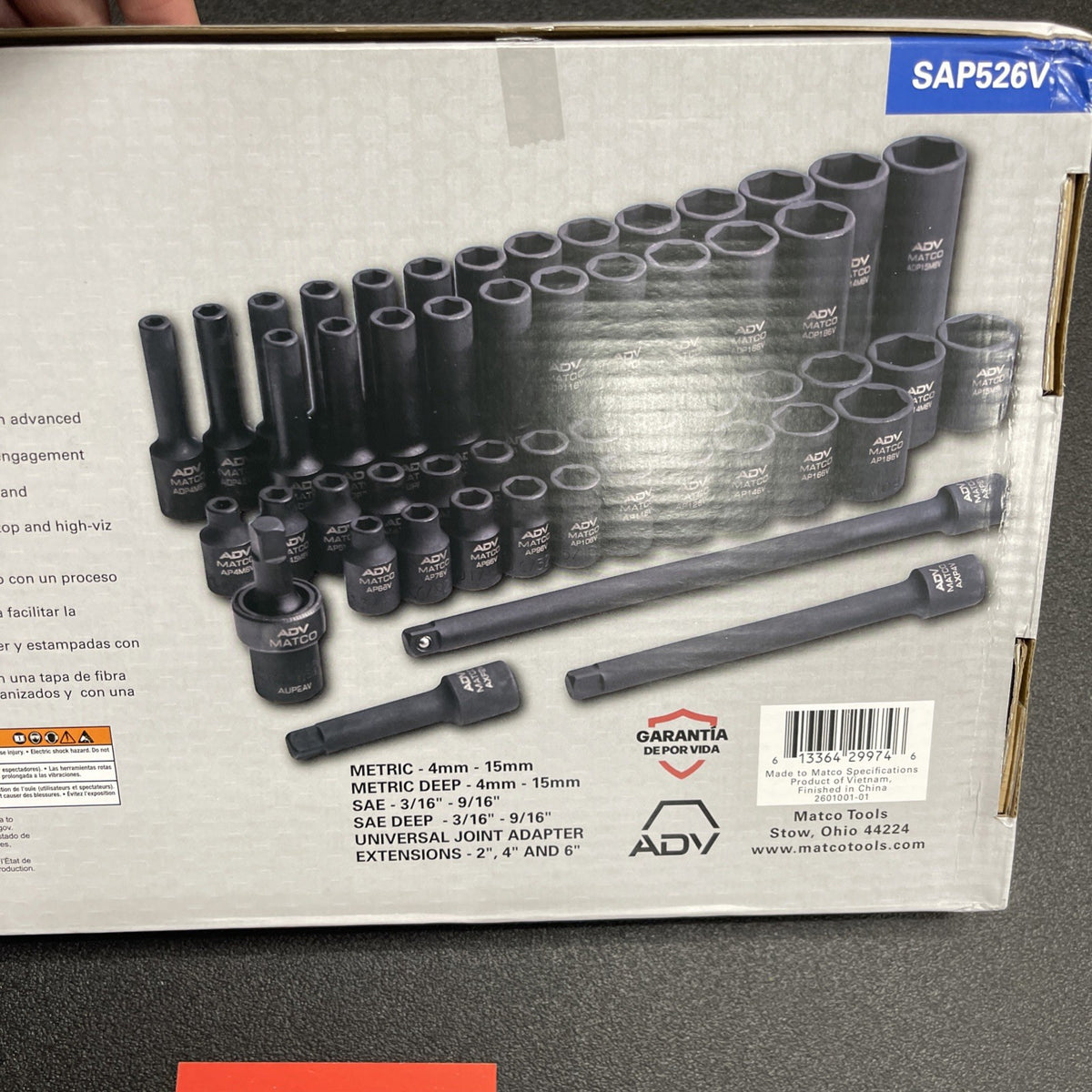 MATCO 52 PIECE 1/4 DRIVE ADV STANDARD AND DEEP SAE AND METRIC IMPACT SOCKET SET