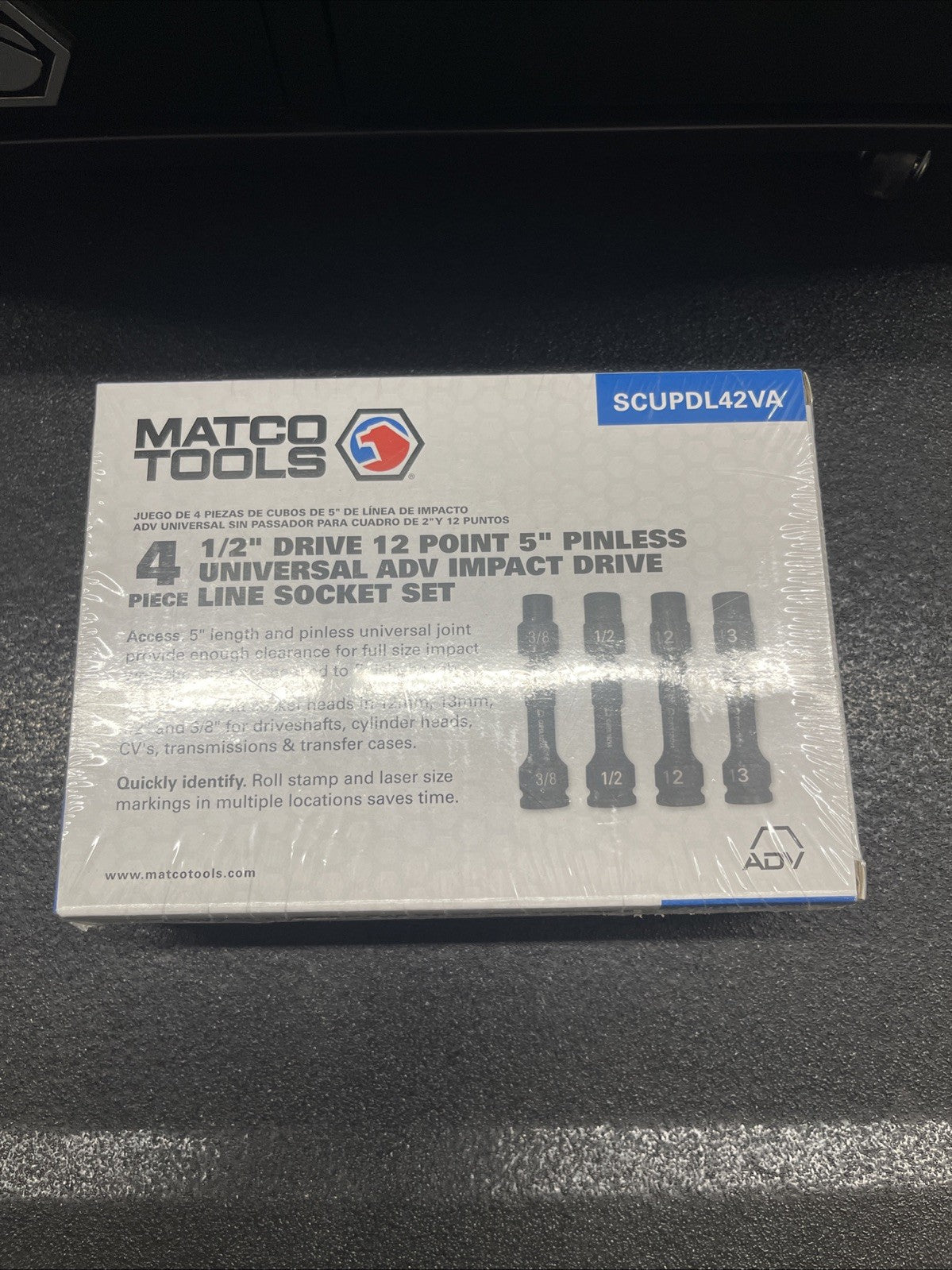NEW! Matco Swivel Driveline Socket Set 1/2” Drive 12mm 13mm 3/8, 1/2  SCUPDL42VA