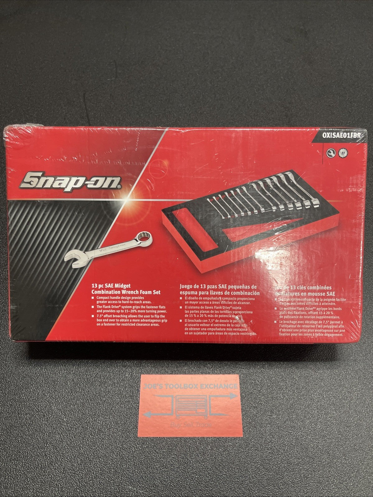 SNAP ON OXISAE01FBR SAE 3/16"- 3/4" 13pc 12Pt  Midget Combo Wrench Set Red Foam
