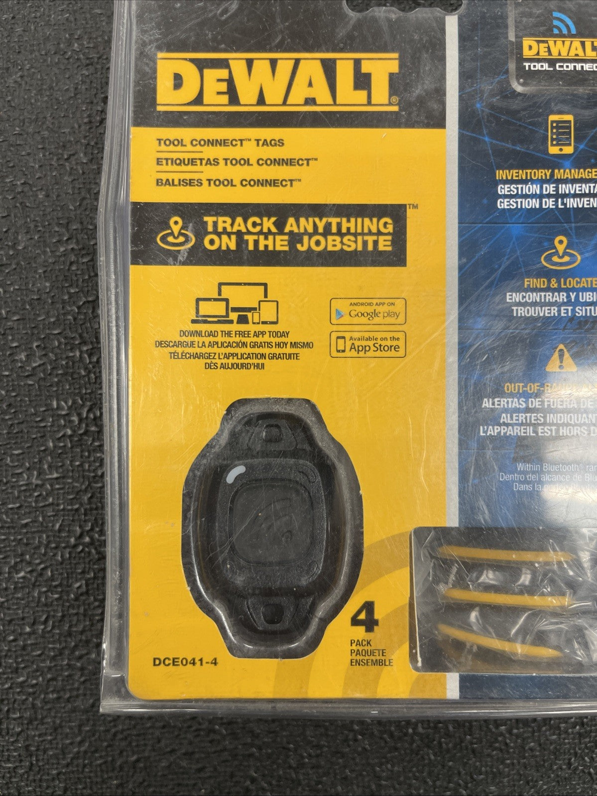 NEW! DeWALT Bluetooth Tracker Tool Connect Tags (4 pack)  DCE041-4 M2