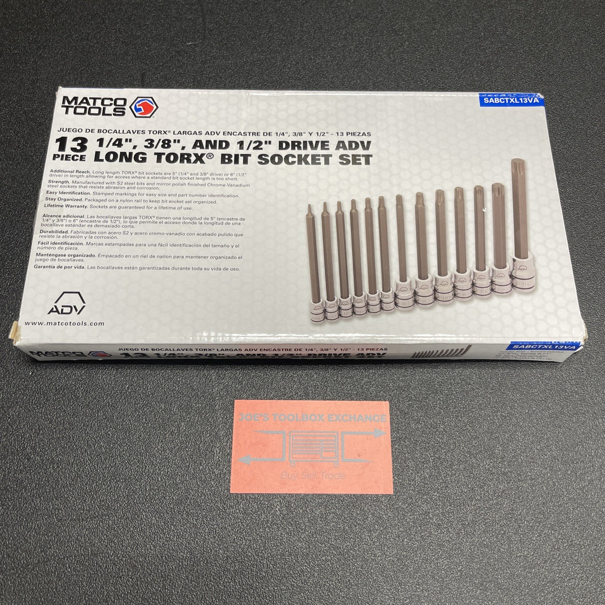 Matco Tools 13 Pc ADV Long Torx Bit Socket Set 1/4", 3/8", & 1/2" SABCTXL13VA