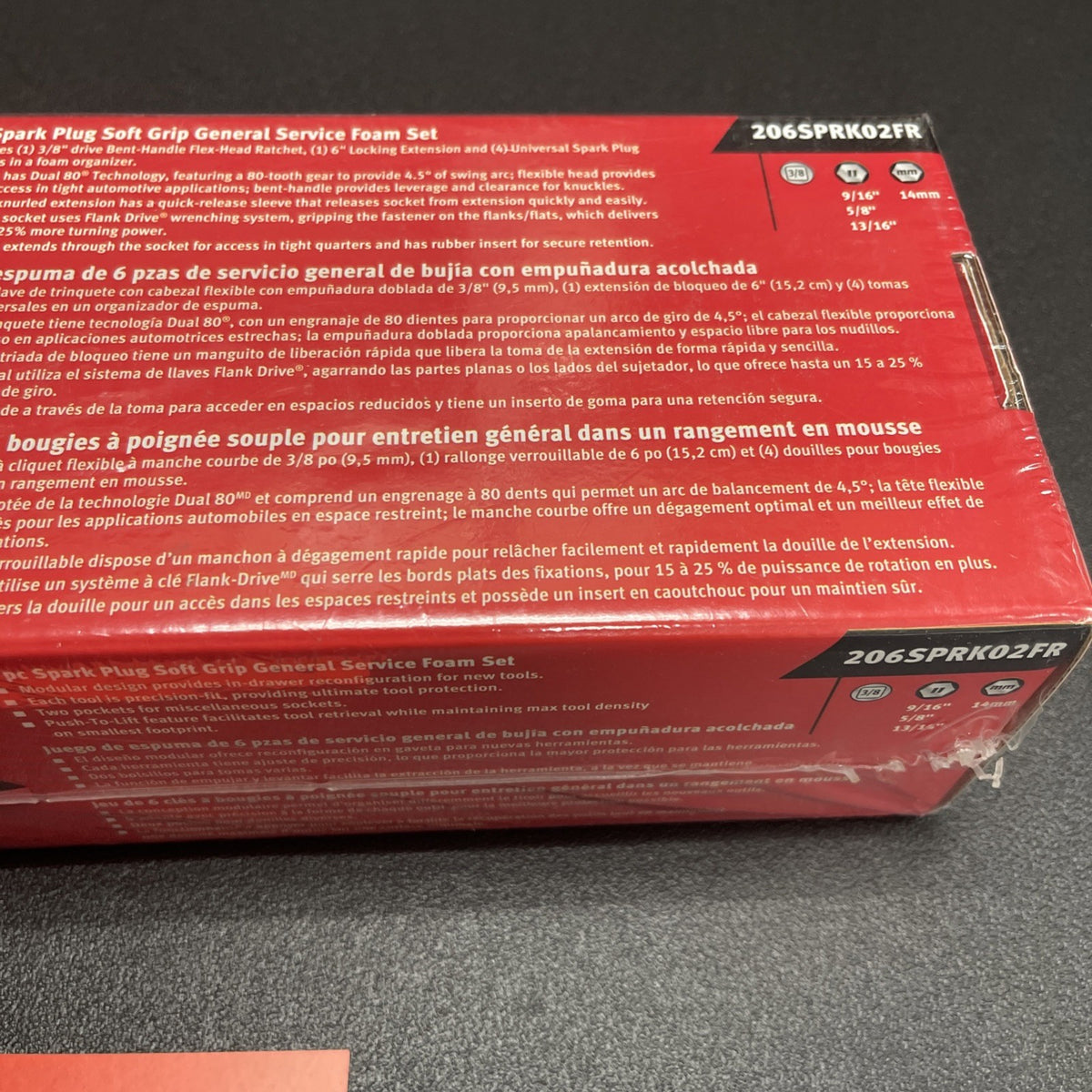 Snap-on Tools RED 6pc 3/8” Drive Spark Plug General Service Foam Set 206SPRK02FR