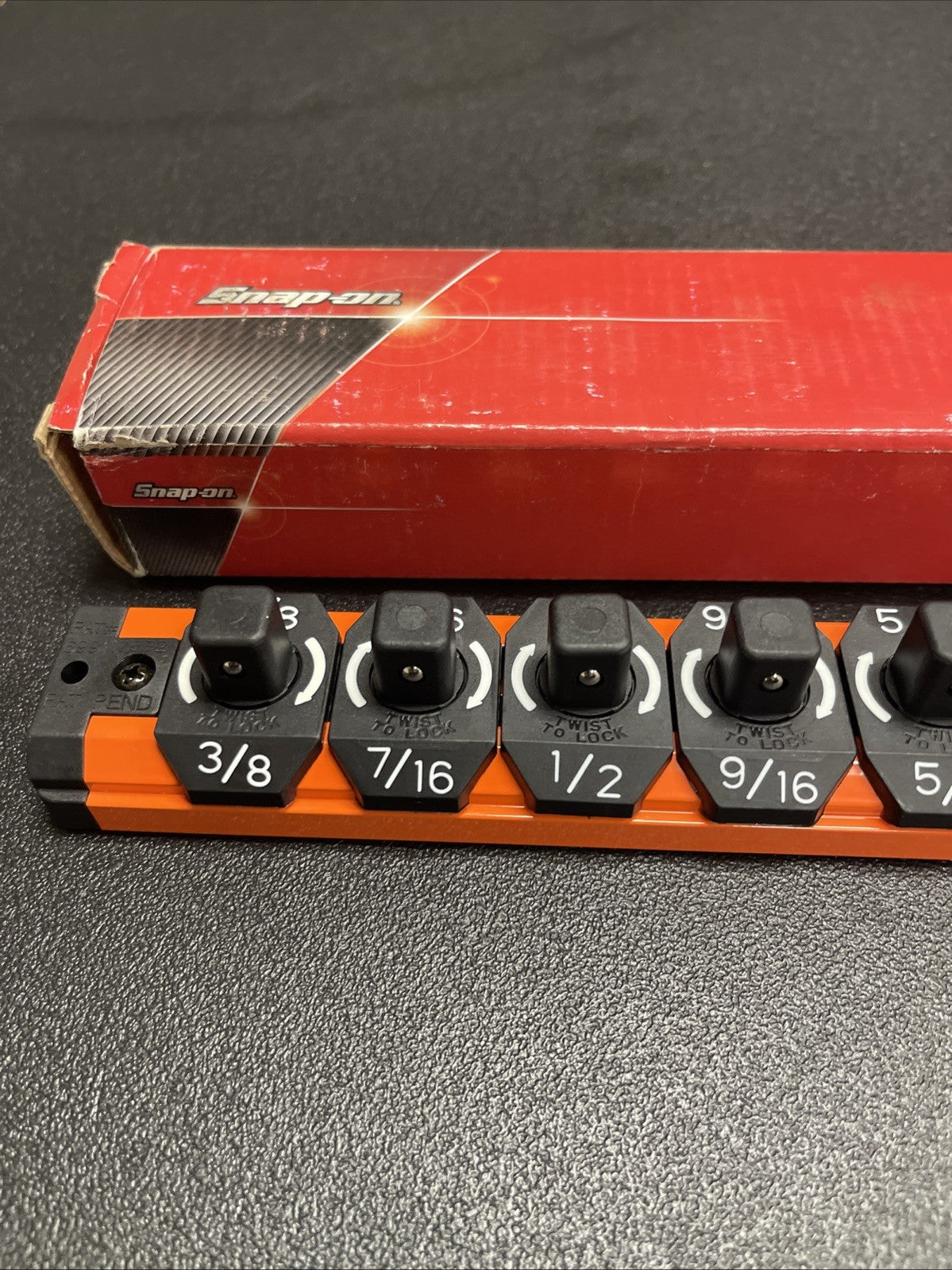 Snap-on Tools NEW ORANGE 1/2” SAE Lock-A-Socket Magnetic Rail Organizer LAS12SO