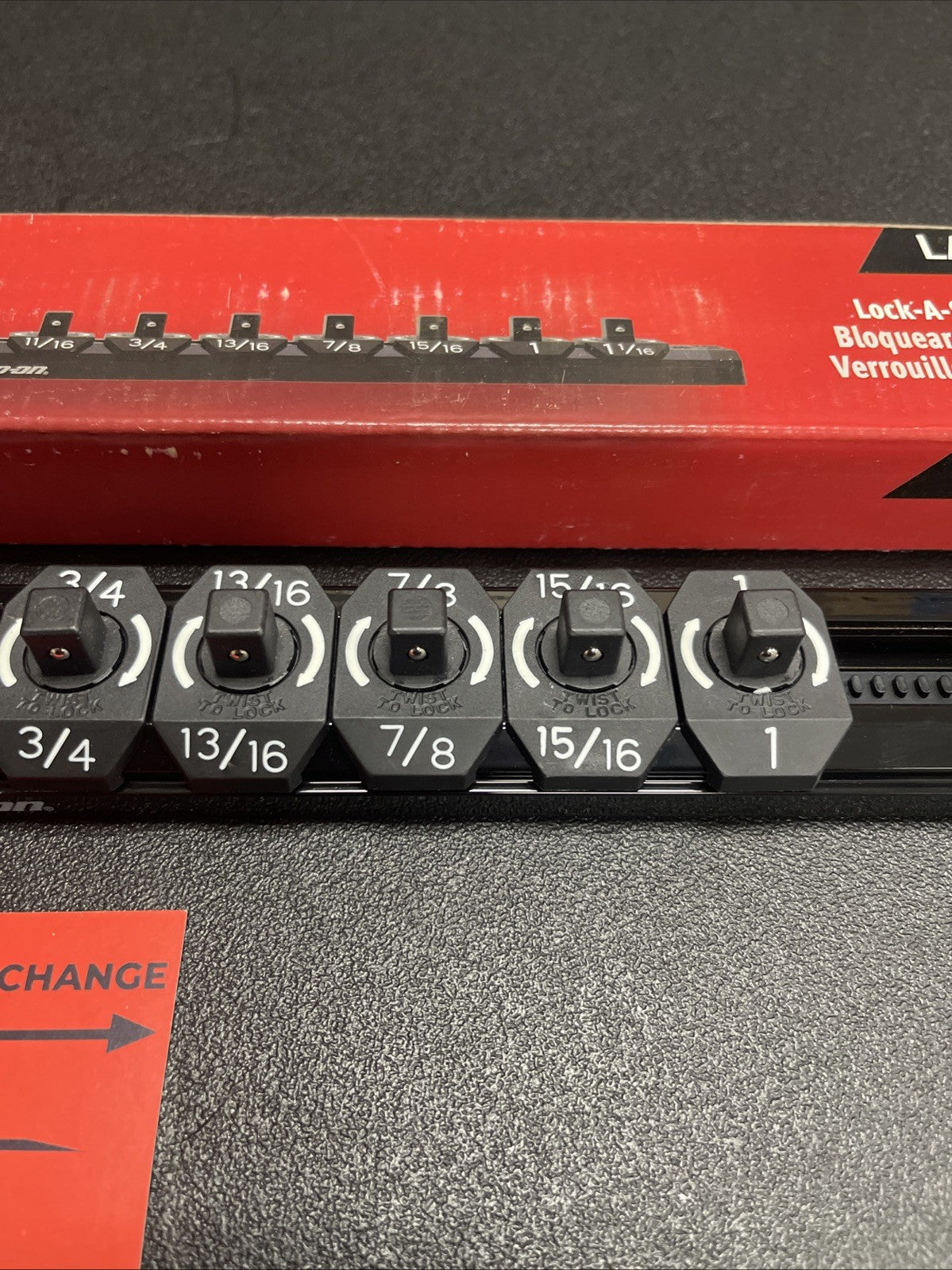 Snap-on Tools NEW BLACK 3/8” SAE Lock-A-Socket Magnetic Rail Organizer LAS38SBK