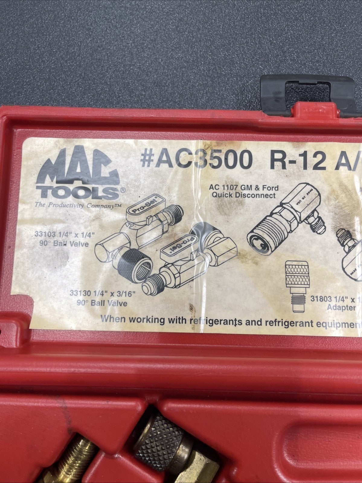 Mac Tools AC3500  R-12 A/C Adapter Kit  Pro Set