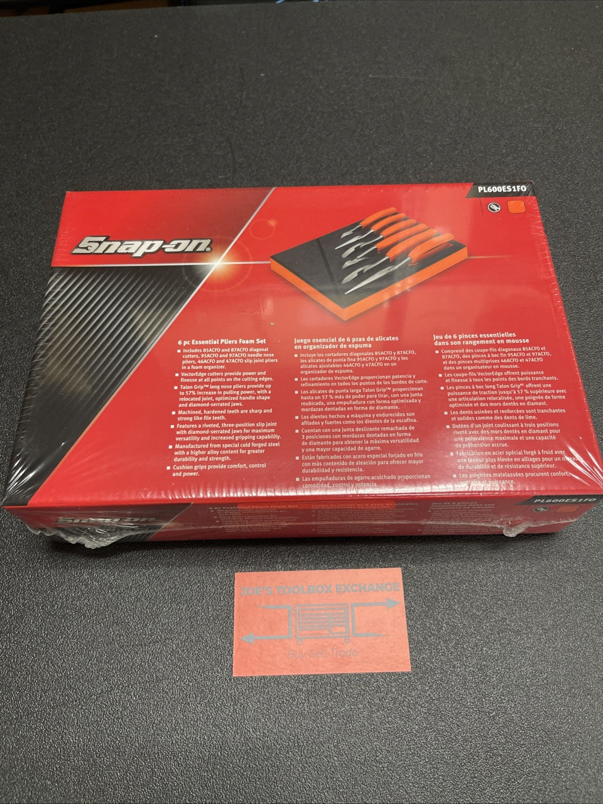 Snap-on Tools USA NEW ORANGE 6 PIECE Essential Pliers Cutters in Foam PL600ES1FO