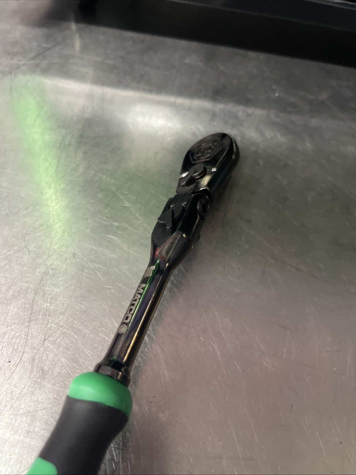 NEW! Matco Tools Black Nickel AFR68NLFG 1/4” Locking Flex Head Ratchet Green