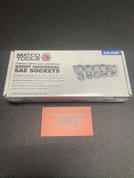 MATCO NEW 1/4" Drive Short Universal SAE Socket Set SAUS66 1/4” - 1/2”