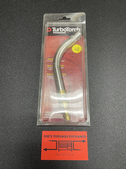 Vintage TurboTorch A-32 Acetylene Tip Fixed Neck Tube 0° Rotation, MPN 0386-0106