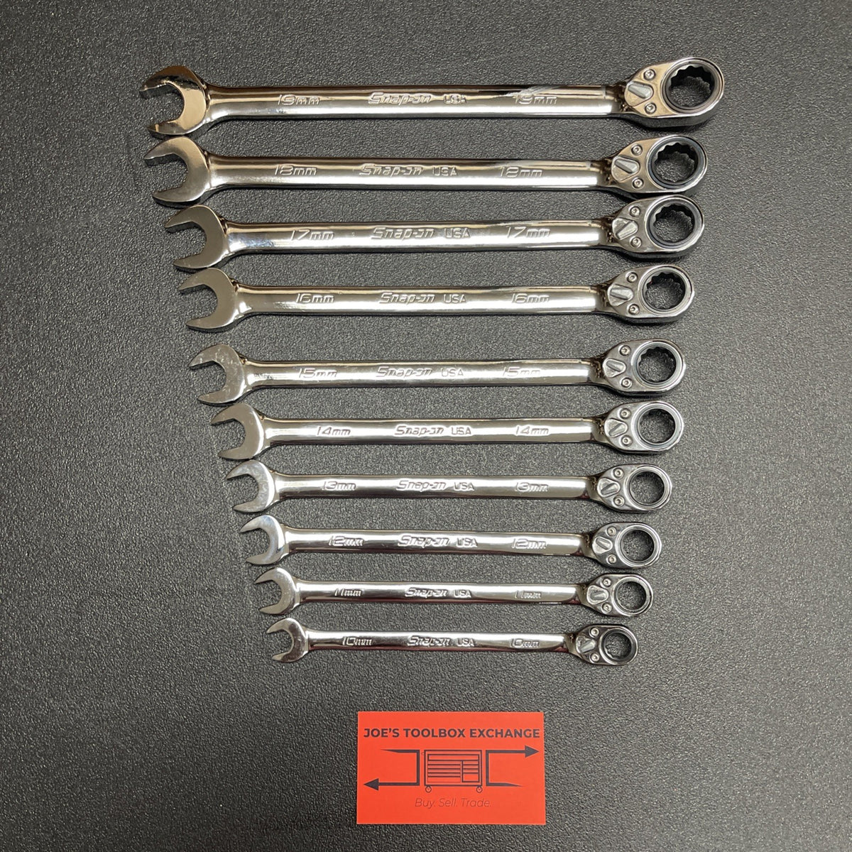 Snap-on Tools NEW 10pc 10mm to 19mm Reversible Ratcheting Wrench Set SOXRRM710A