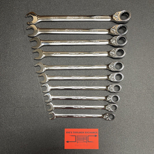 Snap-on Tools NEW 10pc 10mm to 19mm Reversible Ratcheting Wrench Set SOXRRM710A