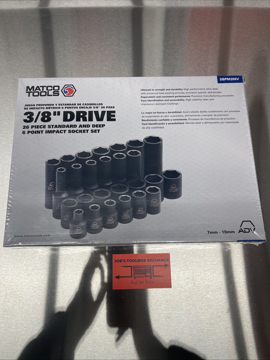 MATCO TOOLS ADV SBPM266V 26-Piece METRIC Impact Standard & Deep Socket Set