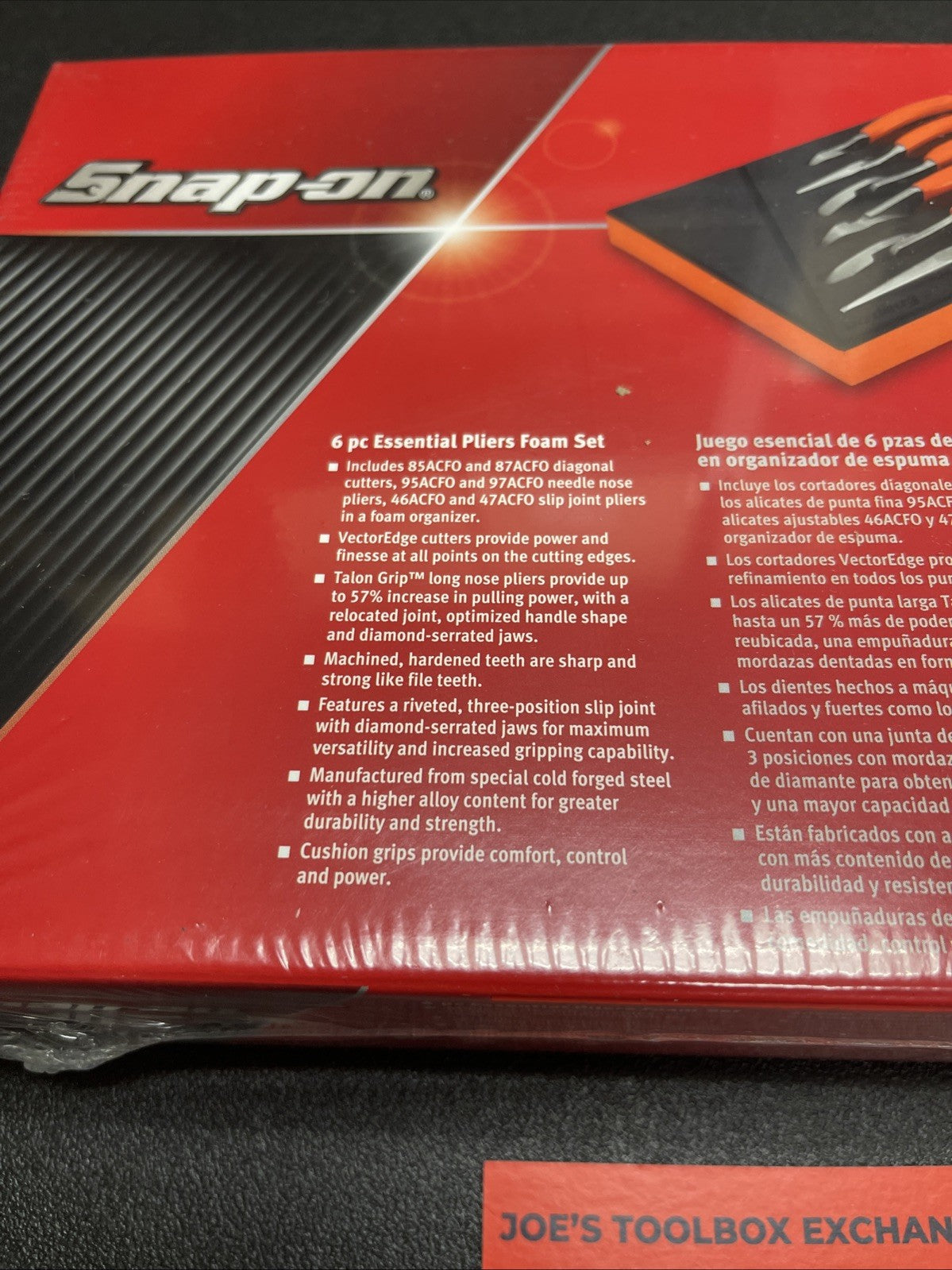 Snap-on Tools USA NEW ORANGE 6 PIECE Essential Pliers Cutters in Foam PL600ES1FO