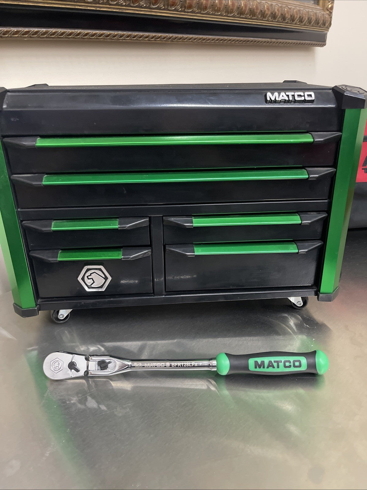 NEW! Matco Tools BFR128LFG 3/8" DRIVE 12-1/2" LOCKING FLEX HEAD RATCHET GREEN