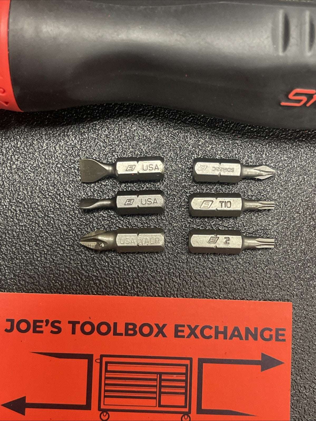 Snap On sgdmrc4a soft grip standard ratcheting screwdriver with 6 bits new