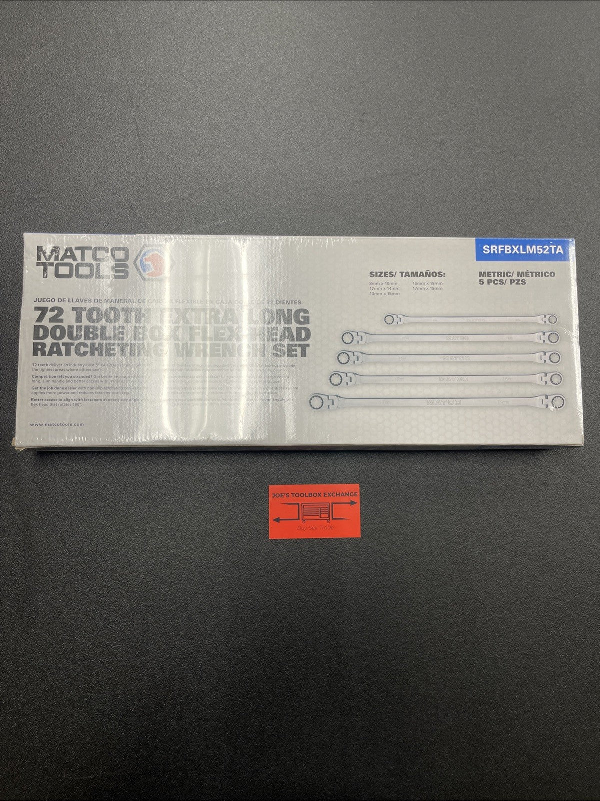 Matco 5pc Metric Extra Long Double Flex Head Ratcheting Wrench Set SRFBXLM52TA