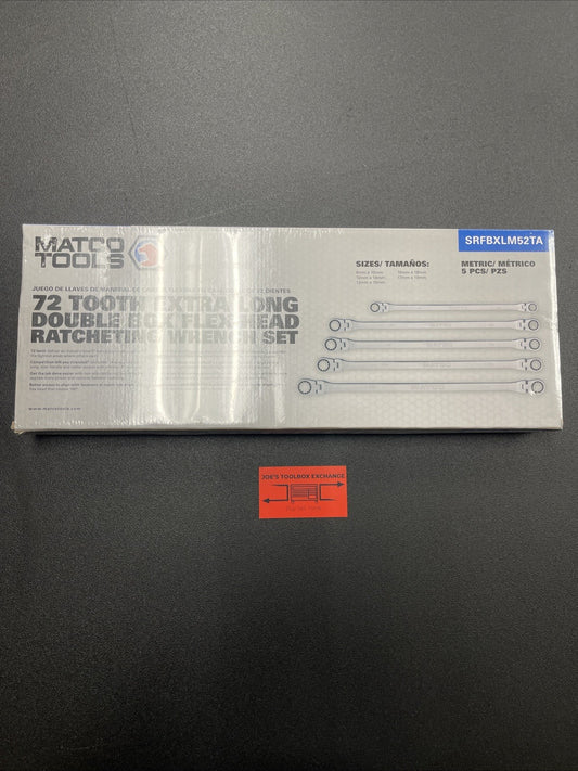 Matco 5pc Metric Extra Long Double Flex Head Ratcheting Wrench Set SRFBXLM52TA